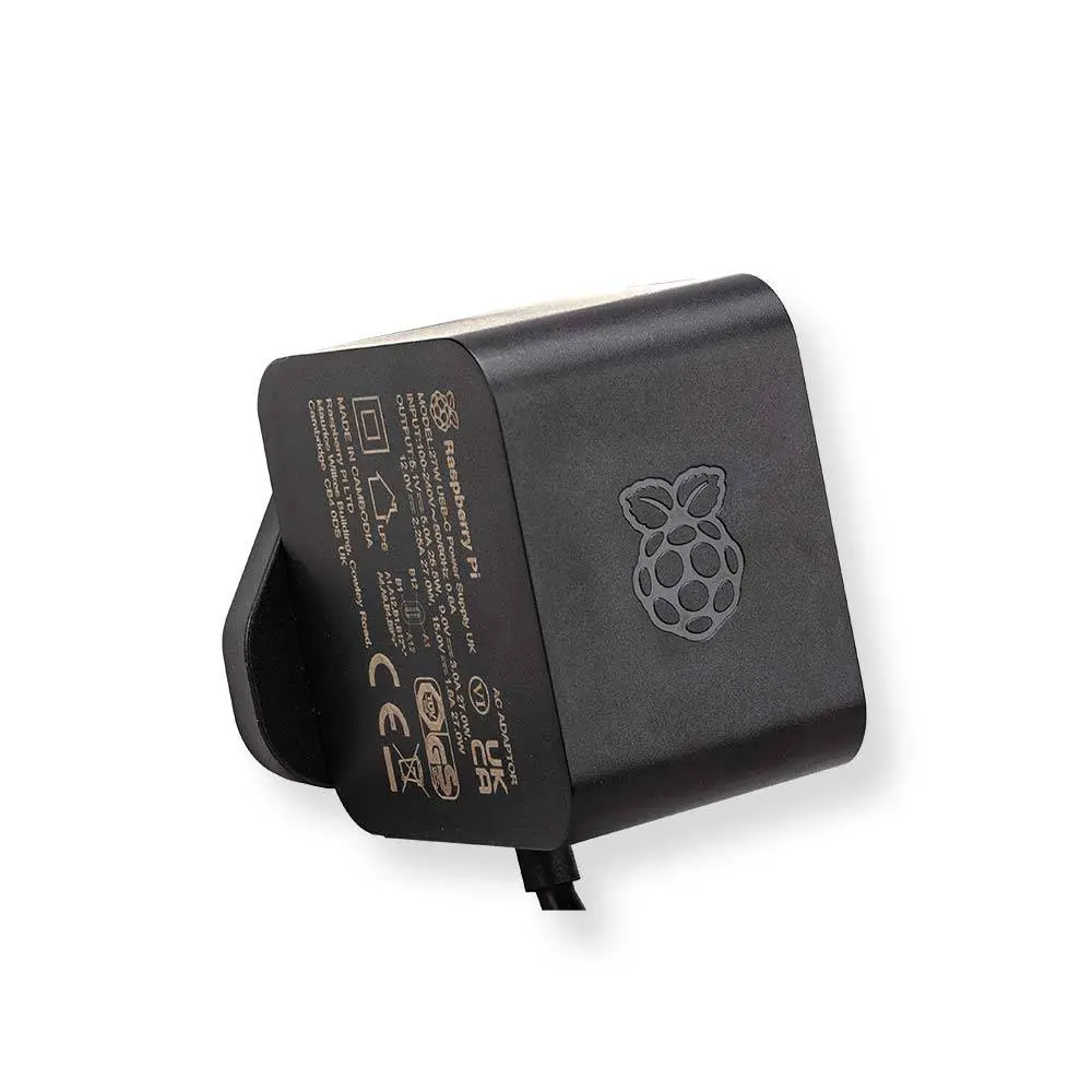 Alimentation Raspberry Pi 27W USB-C PD officielle EU Noire