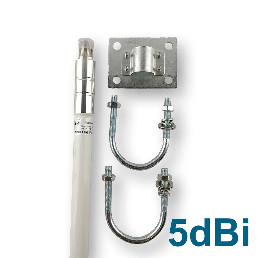 Antenne LoRa - Sigfox Outdoor 868Mhz 5dBi Fibre de verre - avec support de montage