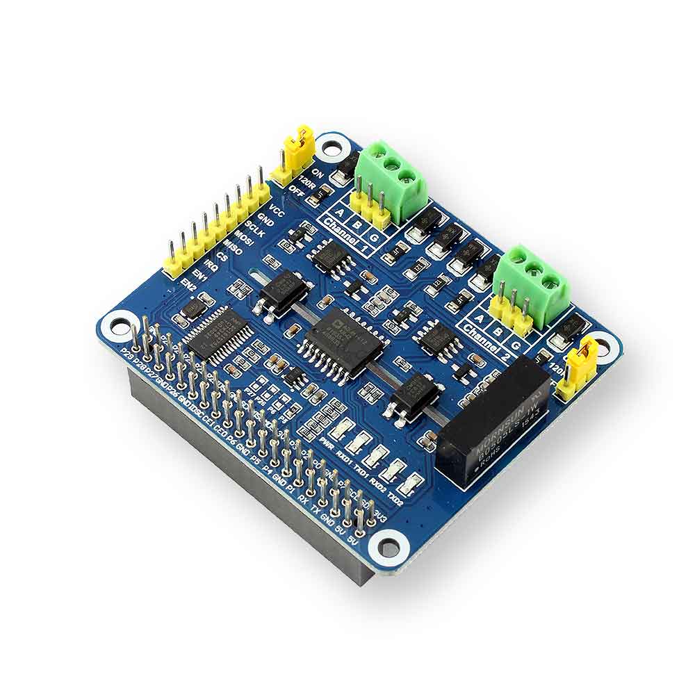 HAT d'extension RS485 isolé à 2 canaux pour Raspberry Pi