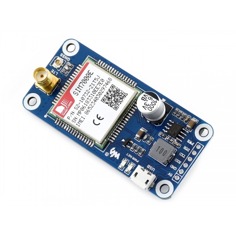  NB-IoT / eMTC / EDGE / GPRS / GNSS Carte extension pour Raspberry Pi (SIM7000E)